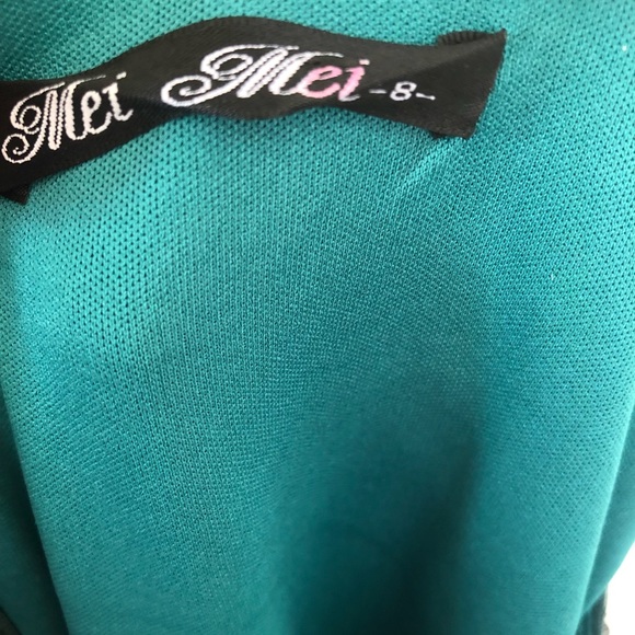 🌿 MEI MEI 🌿 green sequin sleeveless slight trumpet style formal dress size 8 - Picture 9 of 9